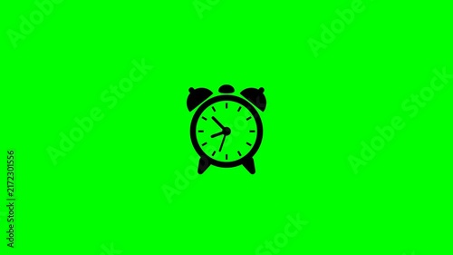 Simple Alarm Clock Icon Animation with Moving Clock Hands on Green Screen. Time Reminder, Schedule, Deadline and Countdown Symbol Motion Graphic for App, Website, Video and Interface Design