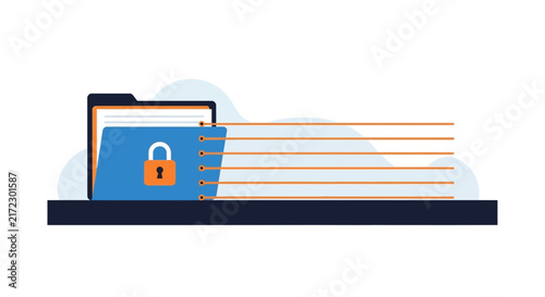 Cybersecurity Data Folder with Padlock Vector Icon