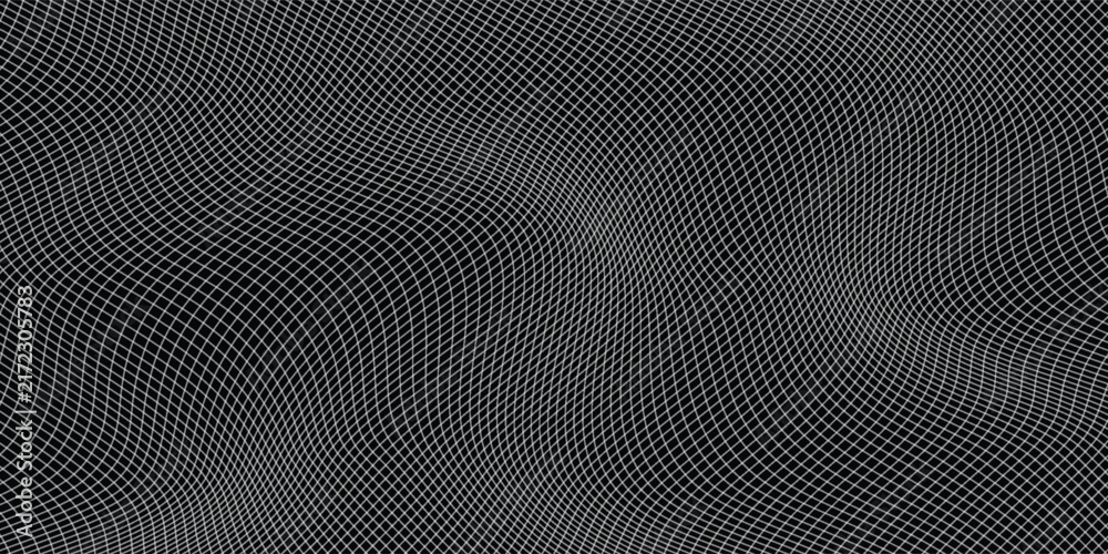 Fototapeta premium Abstract wavy 3d mesh on a black background