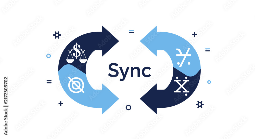 Fototapeta premium Financial Data Sync and Business Process Integration Concept