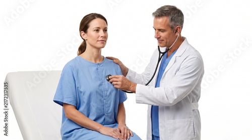 Adult Patient Undergoing Respiratory Examination with a Stethoscope