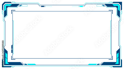 High tech digital border frame design with geometric corner elements for modern screens