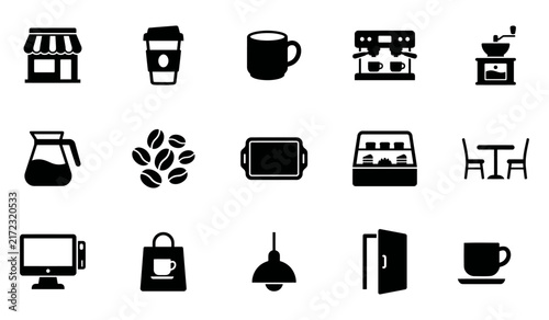 Collection of coffee shop vectors design elements featuring beverage icons cafe signs and rustic menu graphic decorations