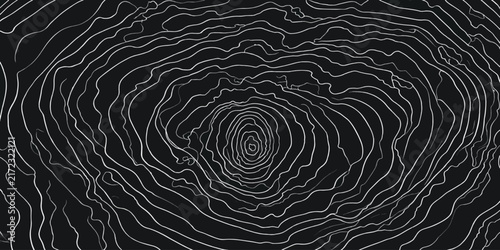 Abstract topographic map elevation contour lines pattern with white dashes on black background dashed lines geographic topography cartography abstract background illustration minimalist