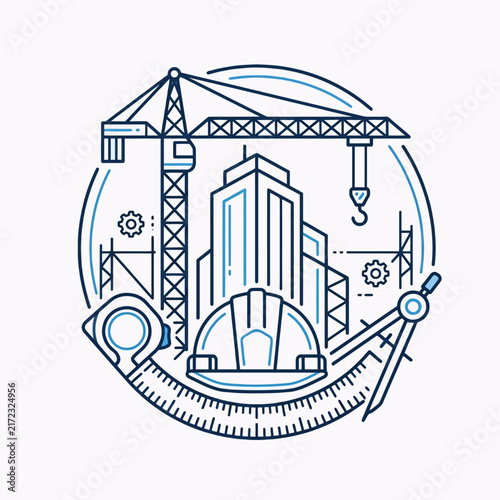 Construction Engineering and Building Development Illustration