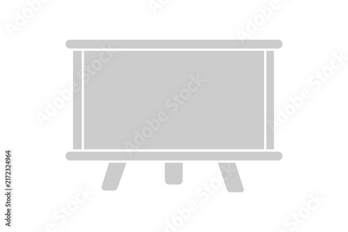 This image is a minimalist, flat-style vector icon of a presentation screen or easel board. Set against a plain white background,
