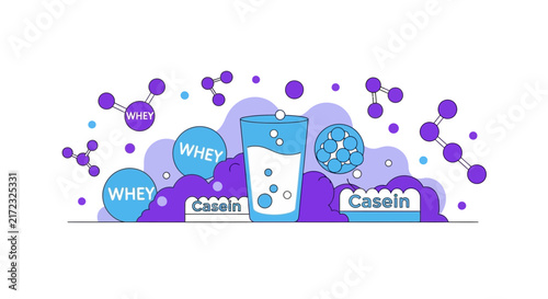 Whey and Casein Protein Supplement Illustration for Fitness and Nutrition