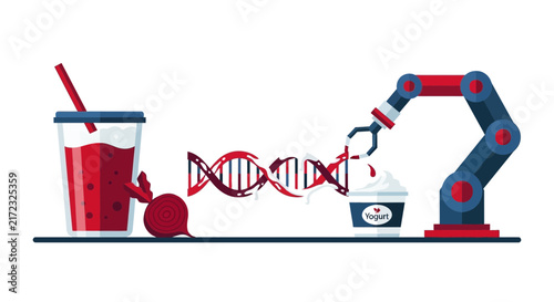 Futuristic Food Technology and Biotechnology Vector Illustration
