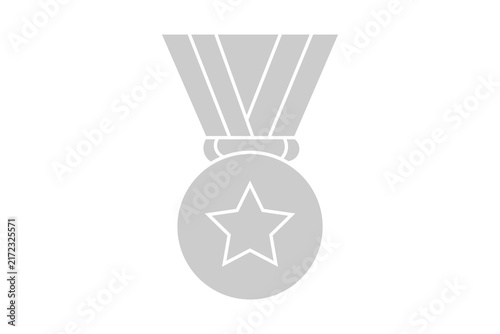 This image is a minimalist, flat-style vector icon representing an award medal. Set against a plain white background,
