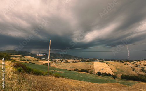 Rural landscape during a storm