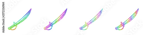 Принти на полотні Multicolored sketch saber icon design set