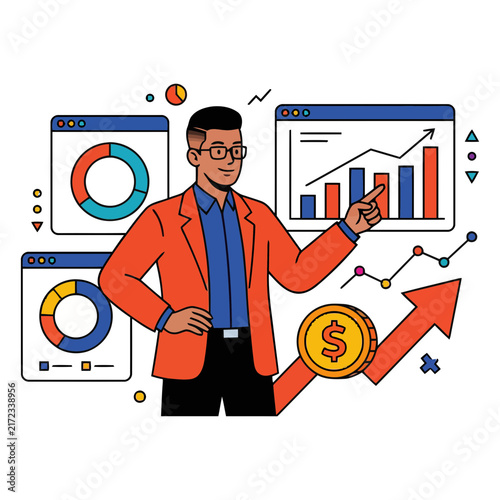 Businessman Showing Financial Report Dashboard