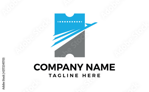 Airline ticket logo or ticket icon