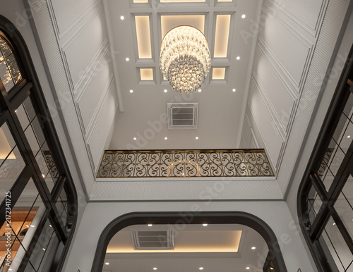 Foto Grand Foyer with Chandelier and Balcony in Luxury Interior