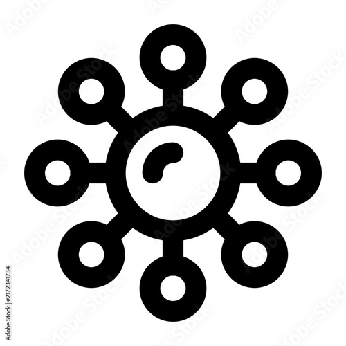 Network connection hub icon. Editable stroke. Vector illustration. Clean line icon depicting a central ethernet hub switch connecting multiple data nodes.