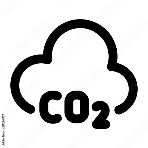 Carbon dioxide icon. Editable stroke. Vector illustration. Minimal line icon displaying a CO2 chemical molecule structure with bonded gas atoms.