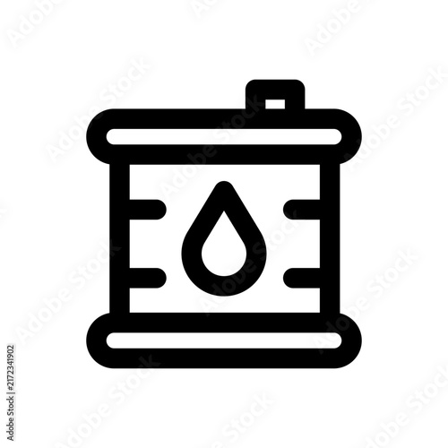 Oil barrel icon. Editable stroke. Vector illustration. Minimal line icon displaying a classic steel crude oil drum container with rib lines.