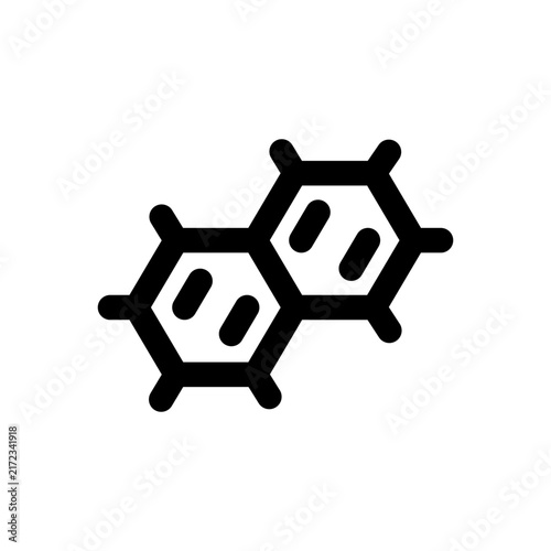 Chemical bond icon. Editable stroke. Vector illustration. Minimal line icon displaying bonded atoms forming a molecular chemical structure.