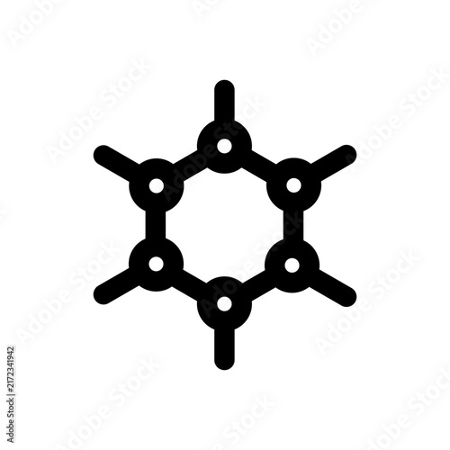 Graphene unit cell icon. Editable stroke. Vector illustration. Clean line icon depicting a hexagonal carbon lattice unit cell structure of 2D graphene.