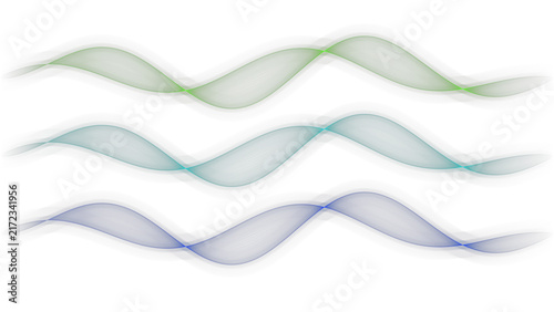 Vibrant Abstract Wave Pattern in Green, Teal & Blue on Dark Background - Dynamic Flowing Design