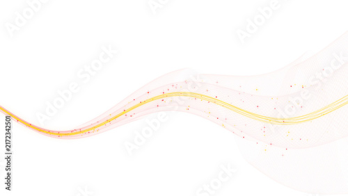 Vibrant Glowing Fiery Orange Ribbon with Yellow Sparks on Black Background