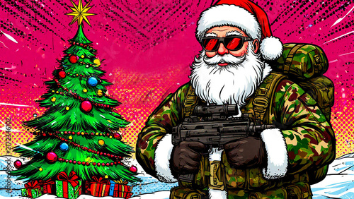 Santa in camouflage, the New Year 