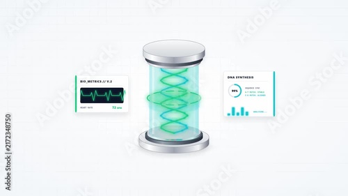 Futuristic DNA Helix Synthesis Laboratory Concept