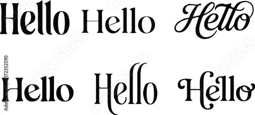 Collection of various artistic and decorative typography styles displaying the word hello in different creative fonts