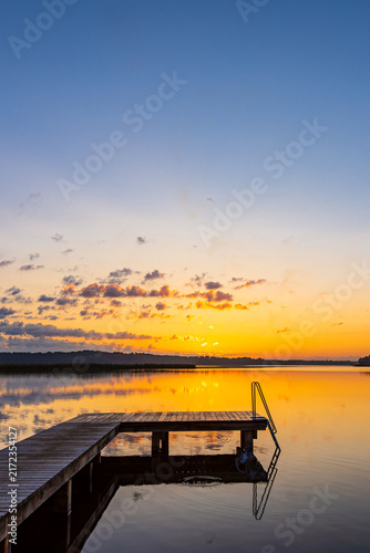 Sonnenaufgang mit Badesteg in Seedorf am Schaalsee