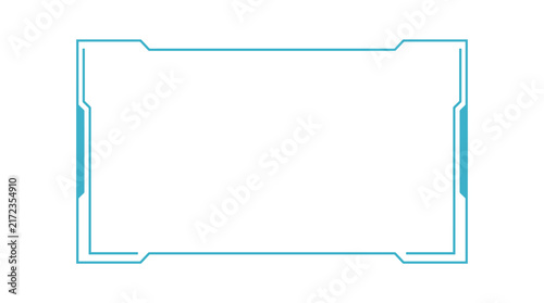 Cyan digital interface frame with thick side accents for modern video screen decoration