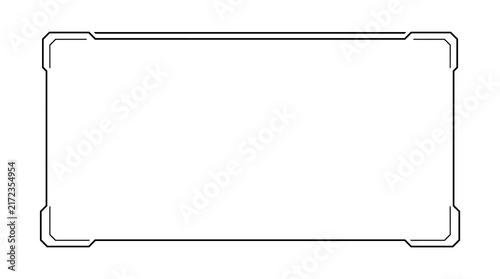 Minimalist rectangular frame design with geometric corner accents for digital interface ui