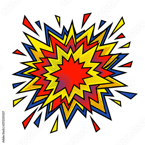 Comic style explosion burst graphic with dynamic cartoon action design for illustrations