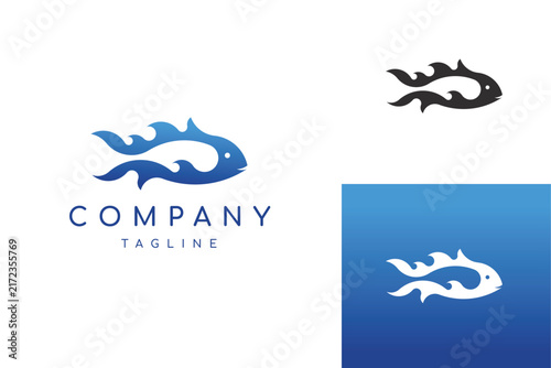 Wave Fish Logo Design Template