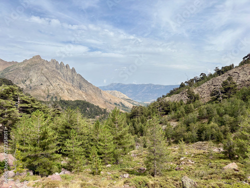 Fotografía Sentier de randonnée du GR20 menant à Bocca di Foggiale, au cœur des montagnes c