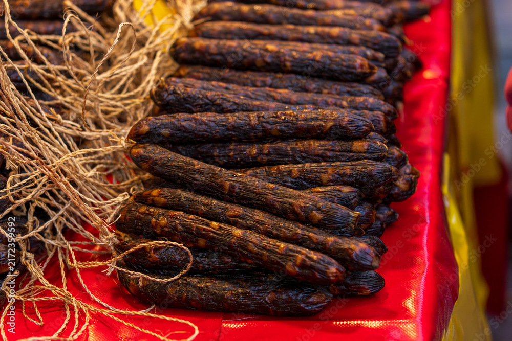 Obraz premium Chinese Sausage at Dihua Street Market