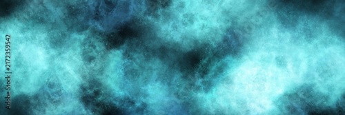 Bright cyan and aqua blue misty smoke on a black background. Wide abstract banner for aquatic, fresh, and vibrant sci-fi themes.
