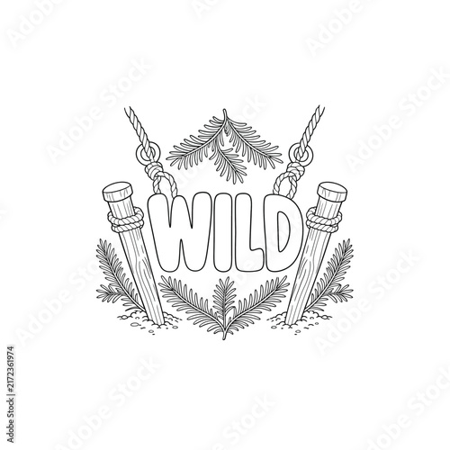 Wooden Tent Pegs Line Art Doodle