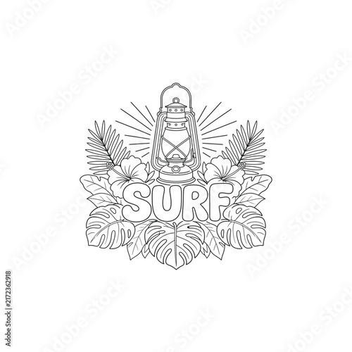 Maritime Oil Lamp Monstera Surf Line Art