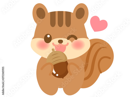 どんぐりを食べるかわいいリスのイラスト素材5