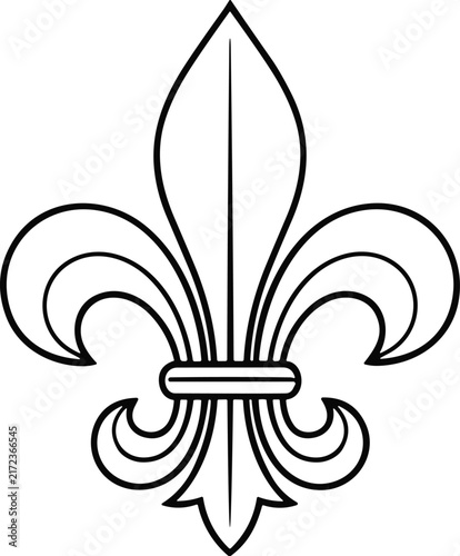 Картината върху платно Traditional heraldic fleur de lis symbol in black outline style.