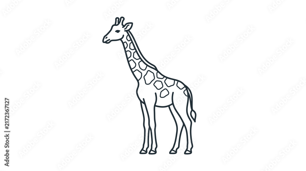 Fototapeta premium Outline Giraffe Illustration Isolated on Transparent Background