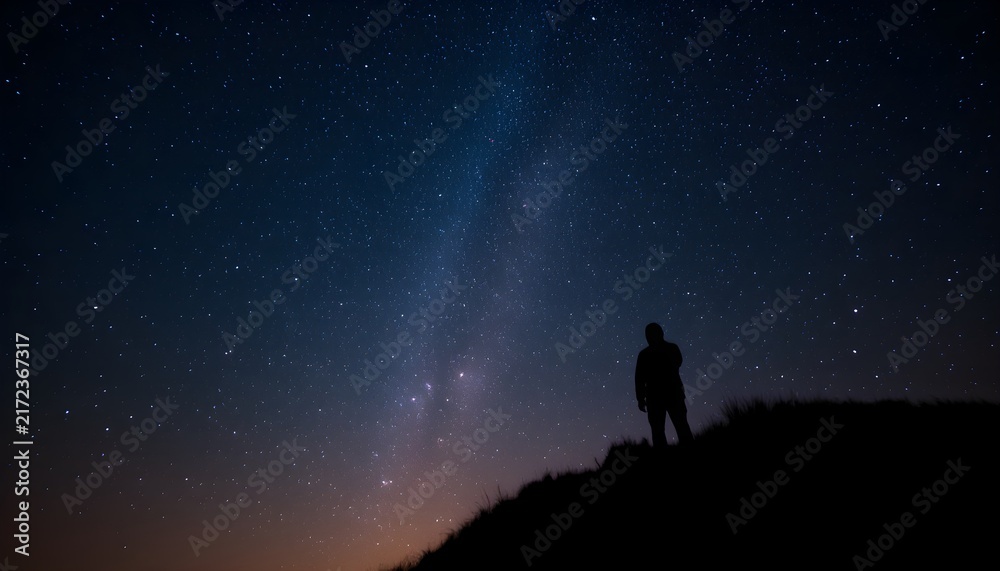 Fototapeta premium Starry night sky silhouette against sky macro detail shot