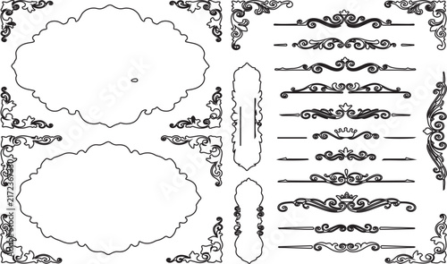 Vintage ornate decorative borders and dividers set with elegant flourishes for professional stationery and print design