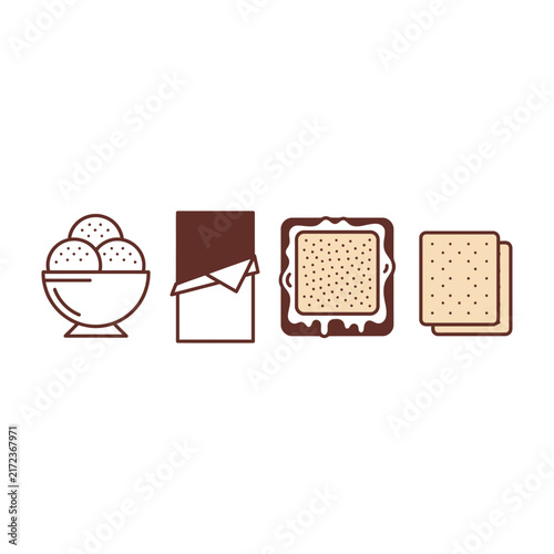 Bild auf Leinwand Matzo and Charoset Icons for Passover Seder Plate Illustration