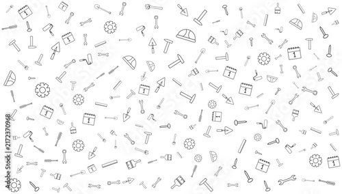 Labor Day Seamless Pattern with Construction Tools and Worker Symbols