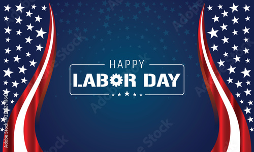 Happy Labor Day Patriotic Typography with Red White Blue Frame Vector