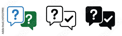 Bild auf Leinwand Question and answer speech bubbles icons set, online communication symbols, freq