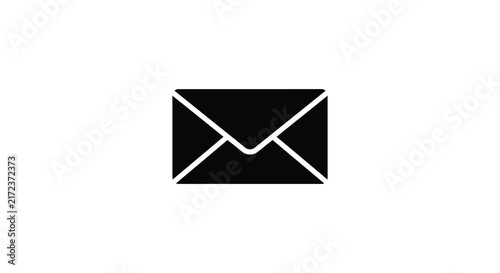 Simple black envelope shape is presented as a flat vector silhouette
