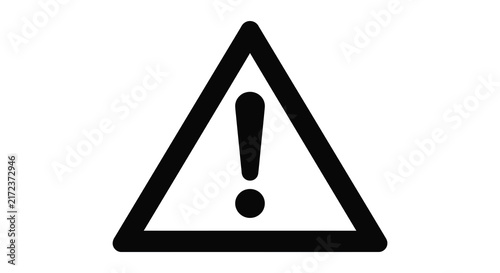 Black exclamation mark inside a triangular warning sign flat silhouette