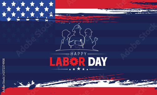 Happy Labor Day American Flag Background